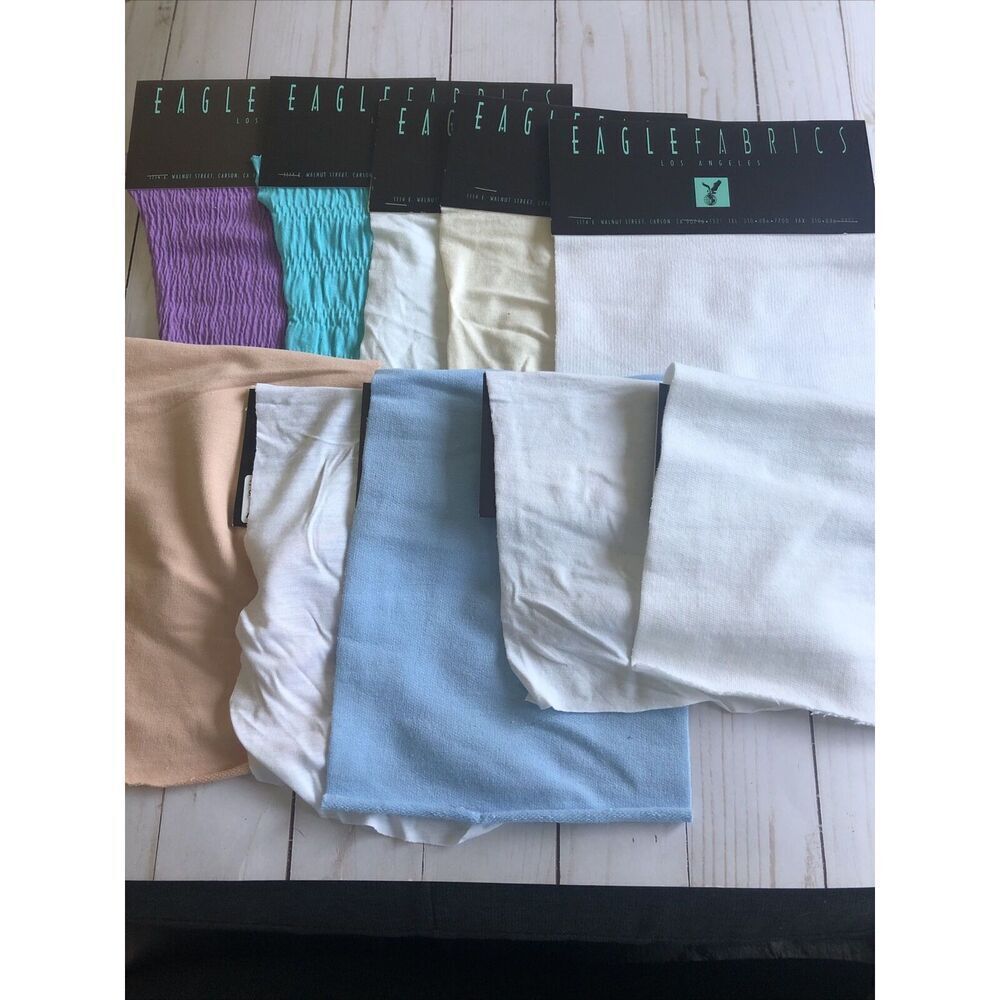 EAGLE Fabric Los Angeles  10x7”samples 10pc Mix, Gauze,jersey,fleece,Terry 1B